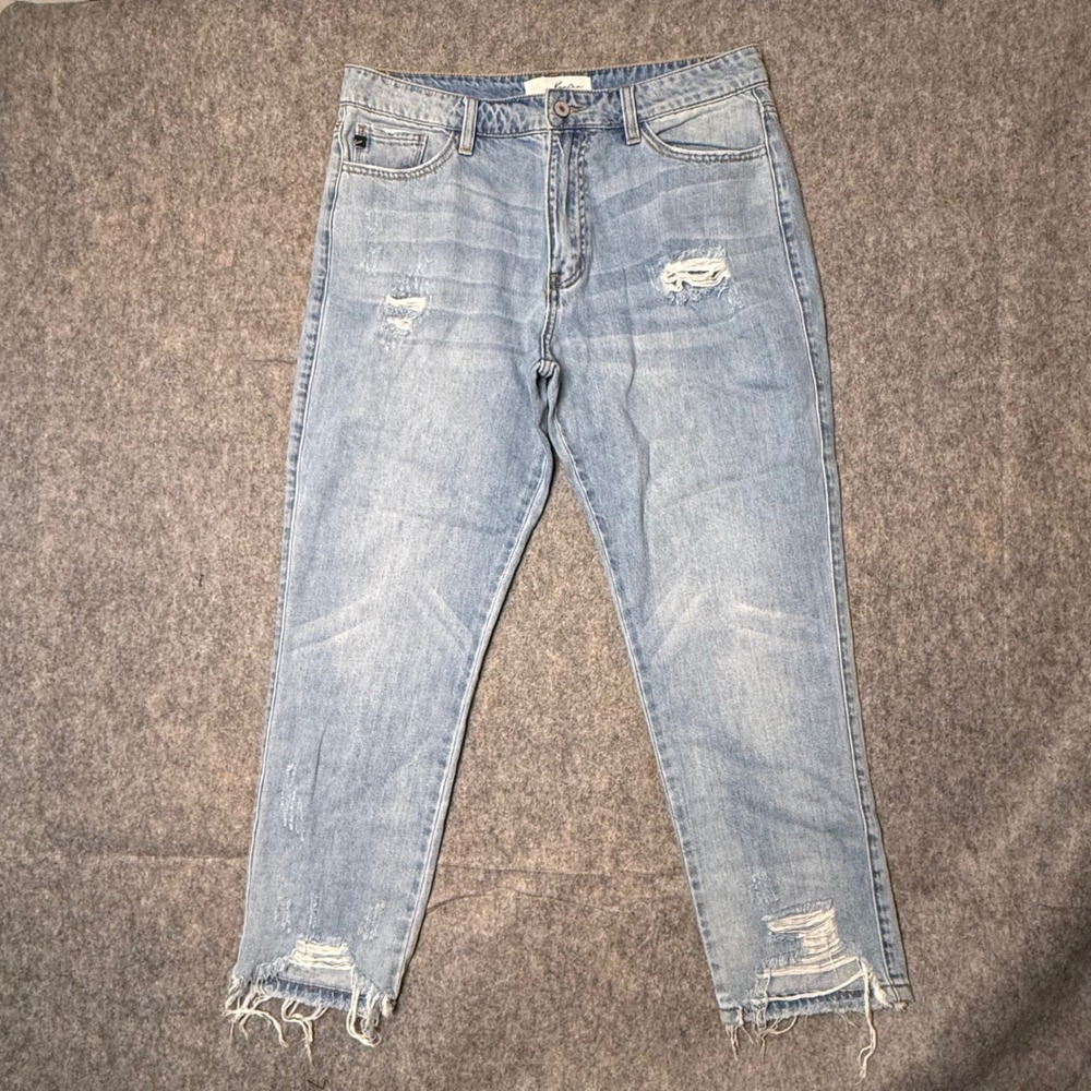 KanCan KC6269L Womens 11 29 Light Wash Distressed High Rise Straight Jeans Denim